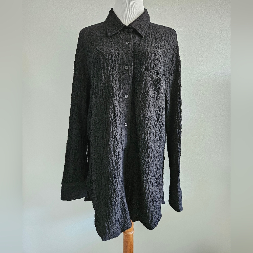 Black Textured Versatile Button Up - image 4